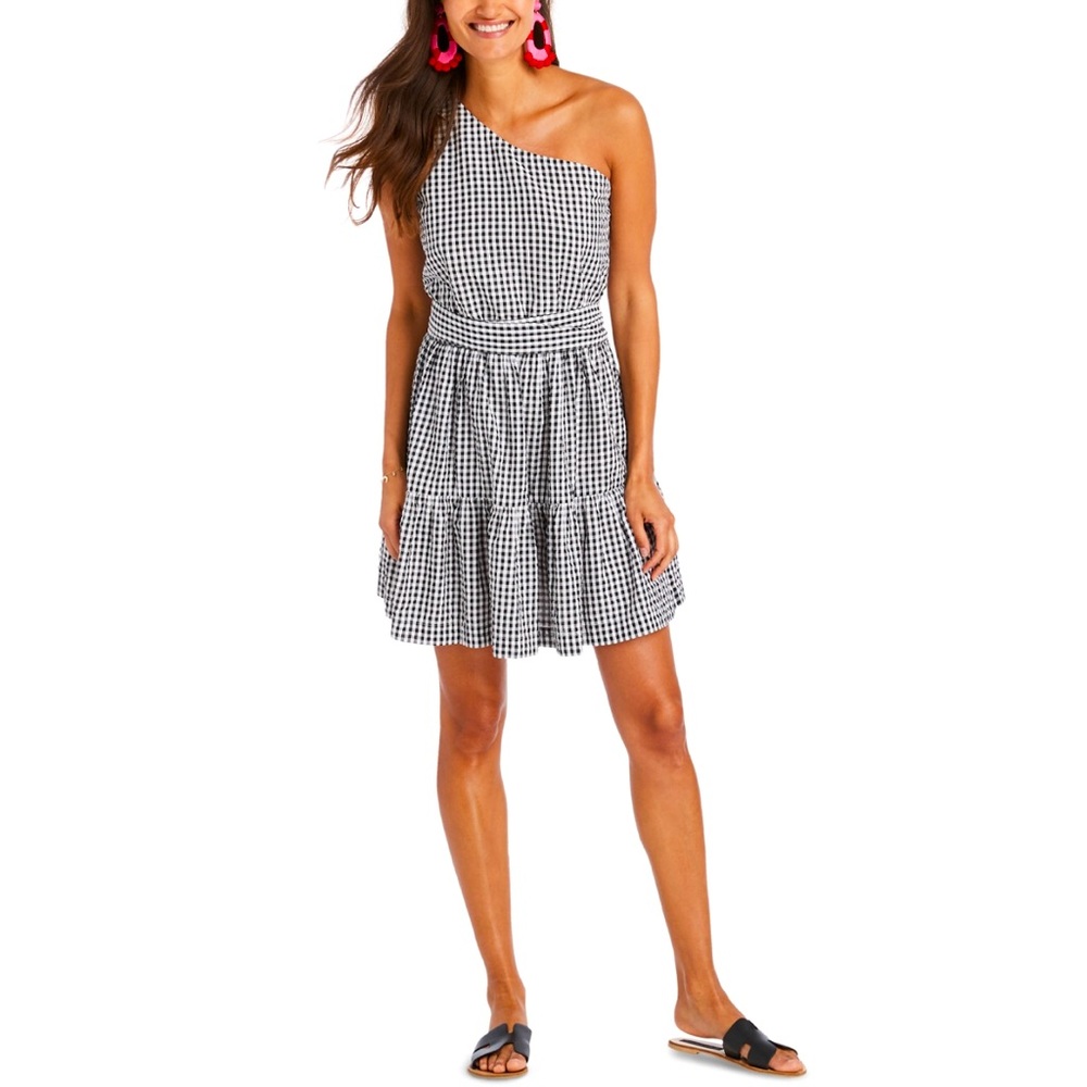 Vineyard Vines one-shoulder gingham dress (Size 2)